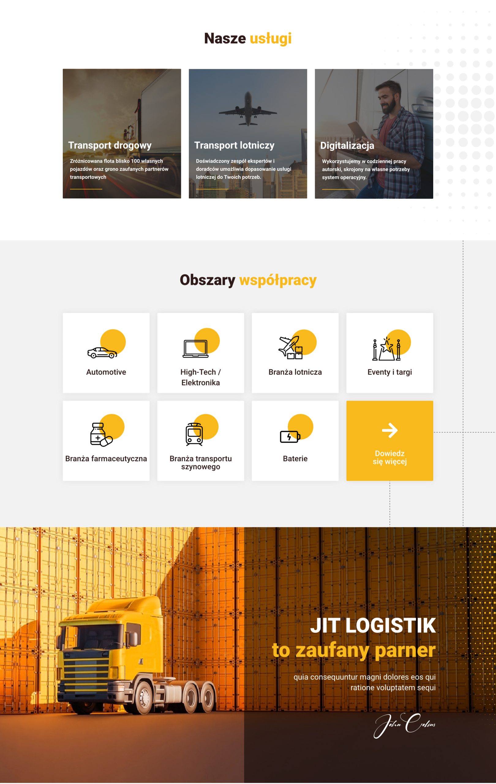 Strona internetowa JIT Logistik